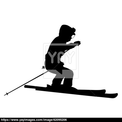 512x512 Mountain Skier Speeding Down Slope Vector Sport Silhouette
