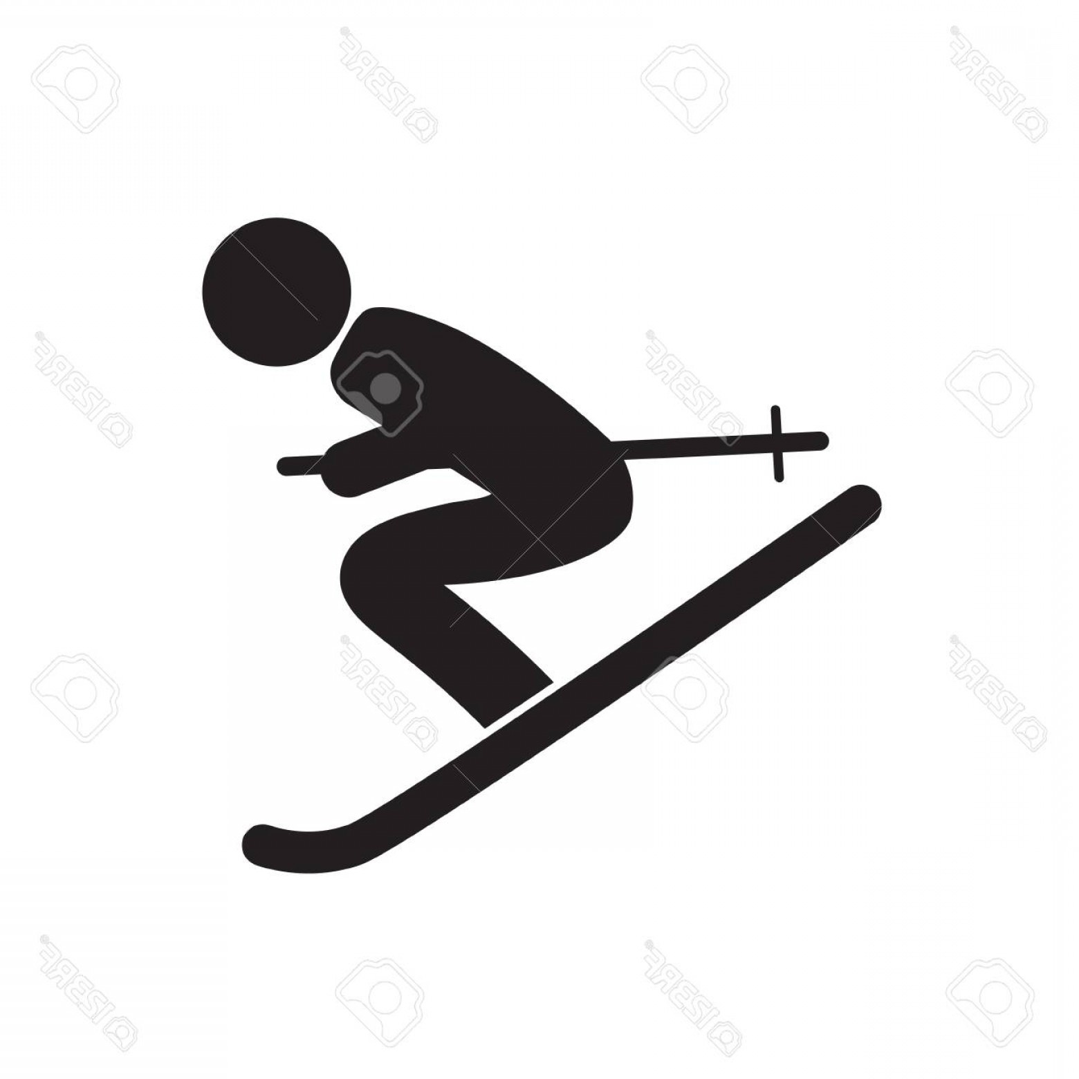 1560x1560 Photostock Vector Skier Silhouette Web Icon Vector Illustration