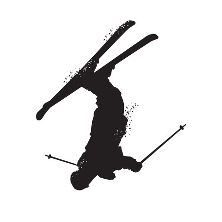 450x450 Silhouette Of Freestyle Skiing Isolated On White Background