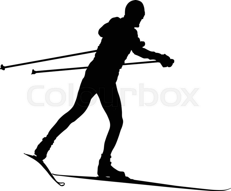800x662 Black Silhouette Male Skier Stock Vector Colourbox