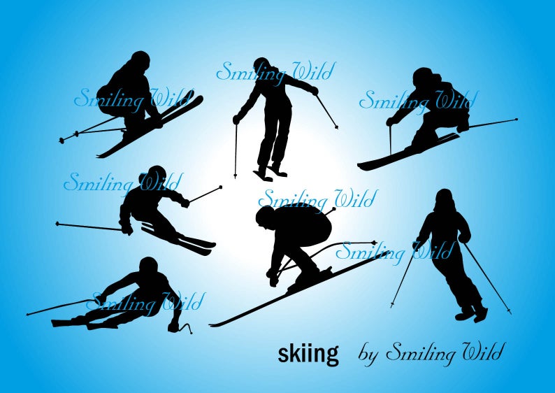 794x562 Skiing Png Silhouette Art Downhill Skiing Vector Graphic Etsy
