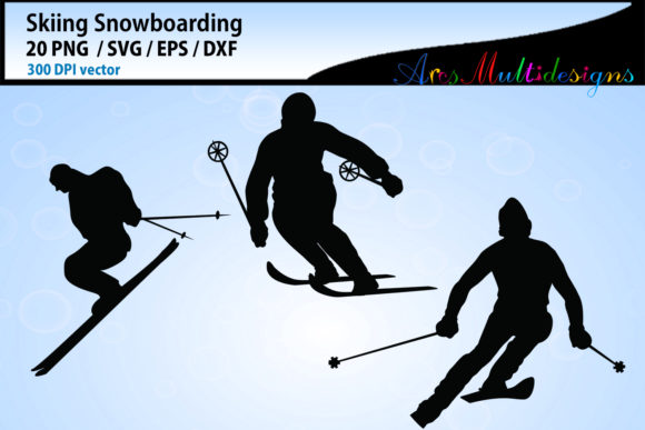 580x387 Skiing Silhouette Vector Graphic