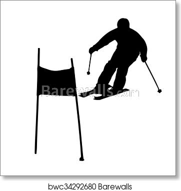 362x382 Vector Skier Silhouette, Art Print Barewalls Posters Prints