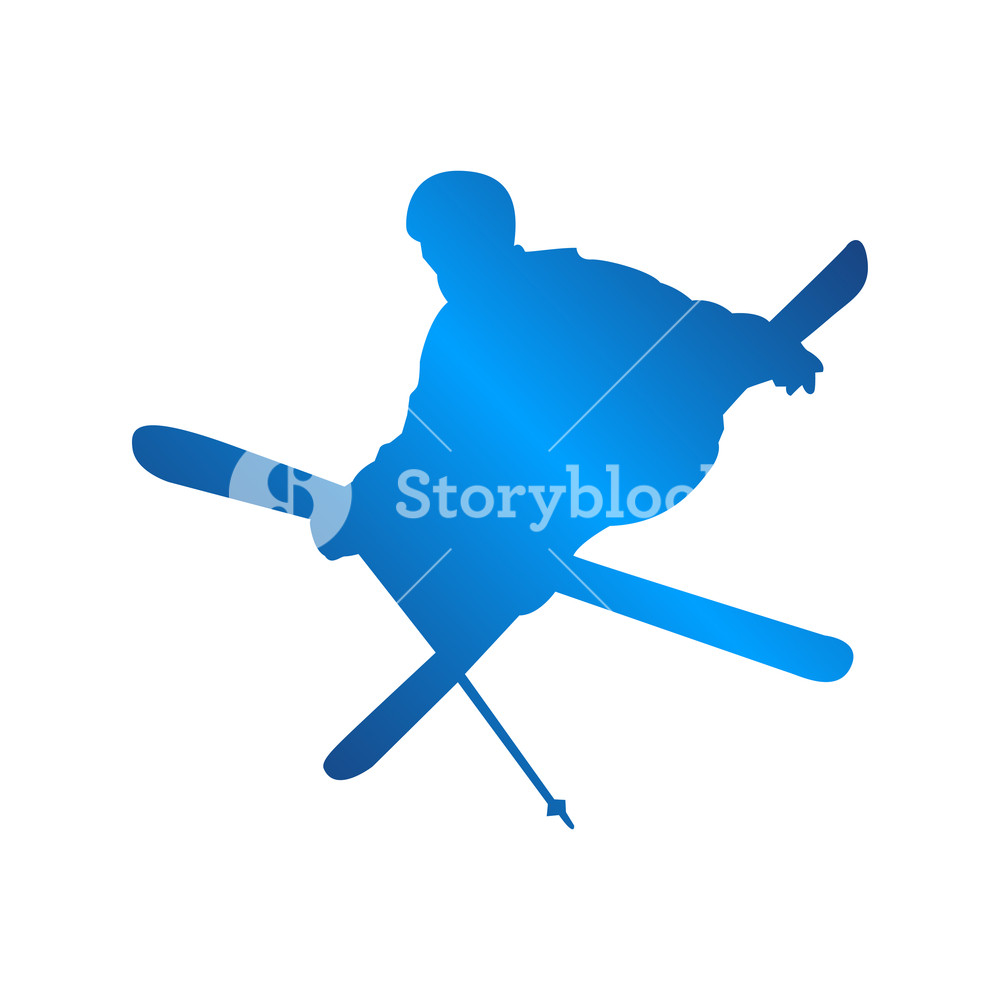 1000x1000 Silhouette Blue Skiing People Logo Design Vector Illustration