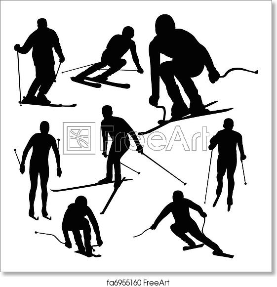 561x581 Free Art Print Of Skier Silhouettes Skier Silhouettes