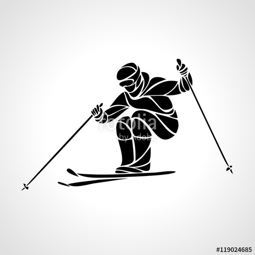 500x500 Giant Slalom Ski Racer Silhouette Vector Illustration Stock