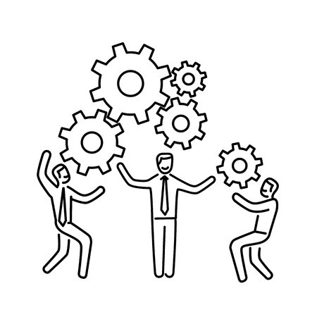 450x450 Vector Teamwork Skills Icon Of Businessman With Gears Building