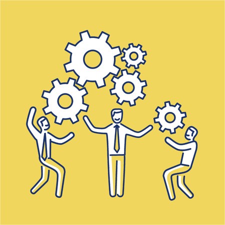 450x450 Vector Teamwork Skills Icon Of Businessmans With Gears Bulding