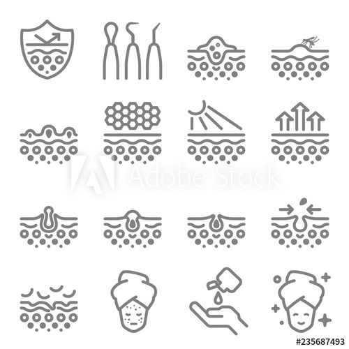500x500 Skin Care Vector Line Icons Contains Such Icons As Acne, Dry Skin