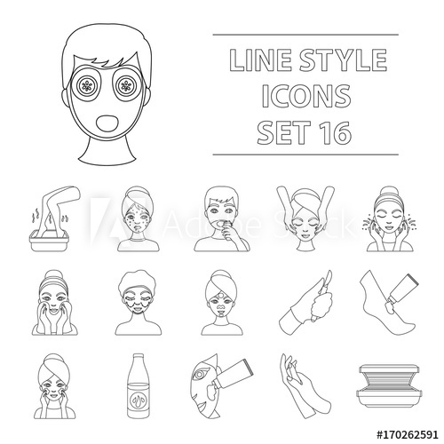 500x500 Skin Care Set Icons In Outline Style Big Collection Of Skin Care