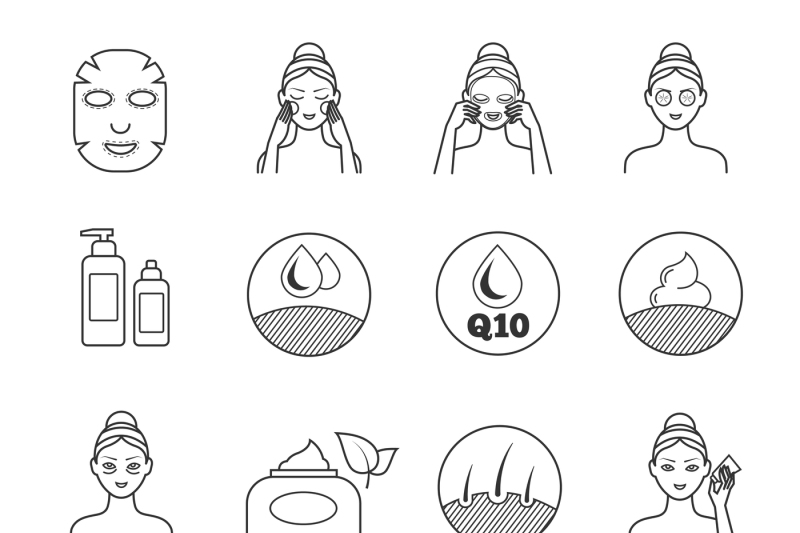 800x533 Skin Care Vector Icons Prevention Of Aging And Eliminating