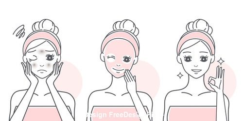 500x250 Cartoon Girl Mask Skin Care Vector Free Download