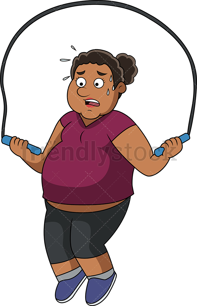 685x1064 Fat Black Woman Working Out Cartoon Vector Clipart