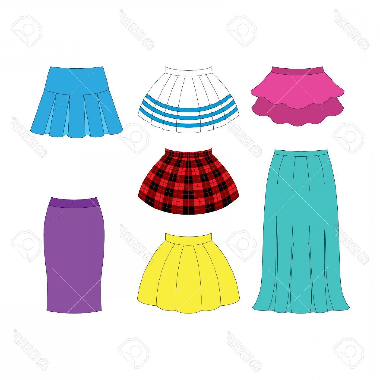 Photostock Vector Set Of Skirts For Girls On White Background 1560x1560 Photostock Vector Set Of Skirts For Girls On White Background