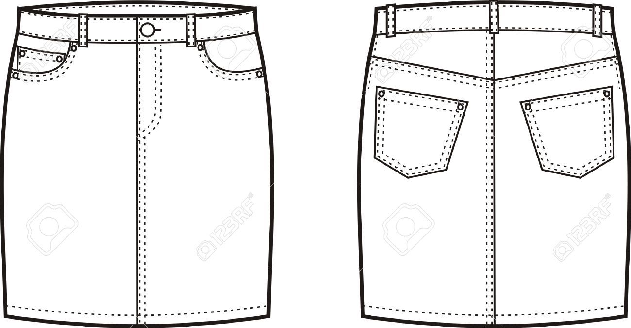 Vector Illustration Of Women S Jeans Skirt Front And Back Views 1300x677 Vector Illustration Of Women S Jeans Skirt Front And Back Views