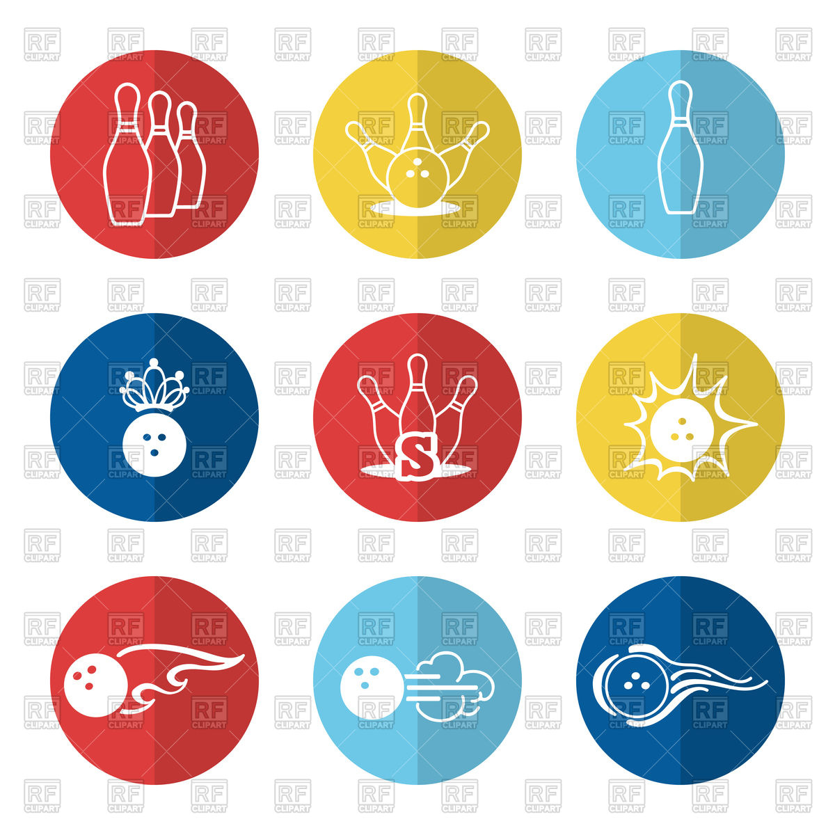 Set Of Bowling Outline Icons With Ball And Skittles Vector Image 1200x1200 Set Of Bowling Outline Icons With Ball And Skittles Vector Image