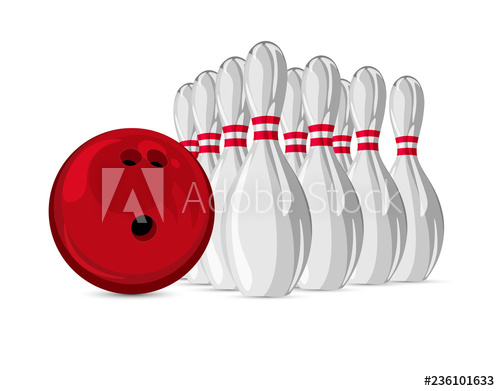 Bowling Ball And Skittles Vector Illustration 500x391 Bowling Ball And Skittles Vector Illustration