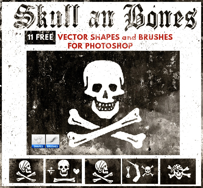 Skull And Bones Brushes And Vector For Photoshop Psddude 650x600 Skull And Bones Brushes And Vector For Photoshop Psddude
