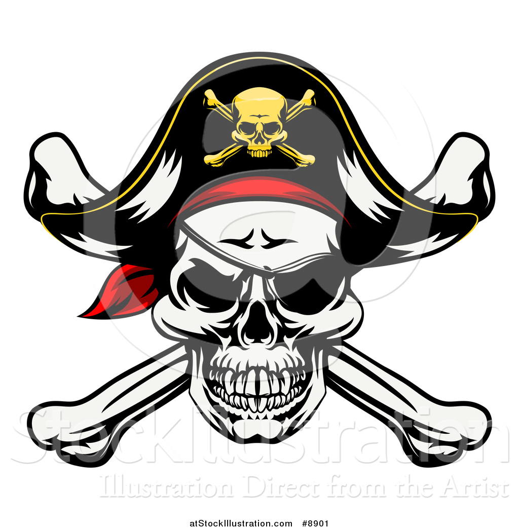 Vector Illustration Of A Pirate Skull And Crossbones Wearing 1024x1044 Vector Illustration Of A Pirate Skull And Crossbones Wearing