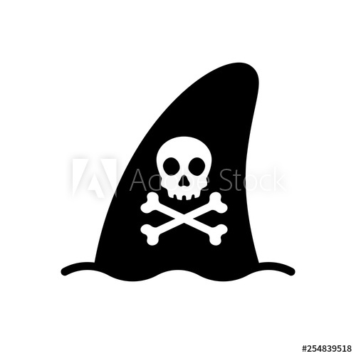 Shark Fin Vector Icon Logo Pirate Skull Crossbones Dolphin Symbol 500x500 Shark Fin Vector Icon Logo Pirate Skull Crossbones Dolphin Symbol