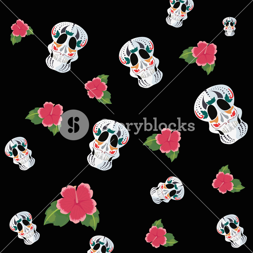 Day Of The Dead Roses Skulls Colors Background Vector Illustration 1000x1000 Day Of The Dead Roses Skulls Colors Background Vector Illustration