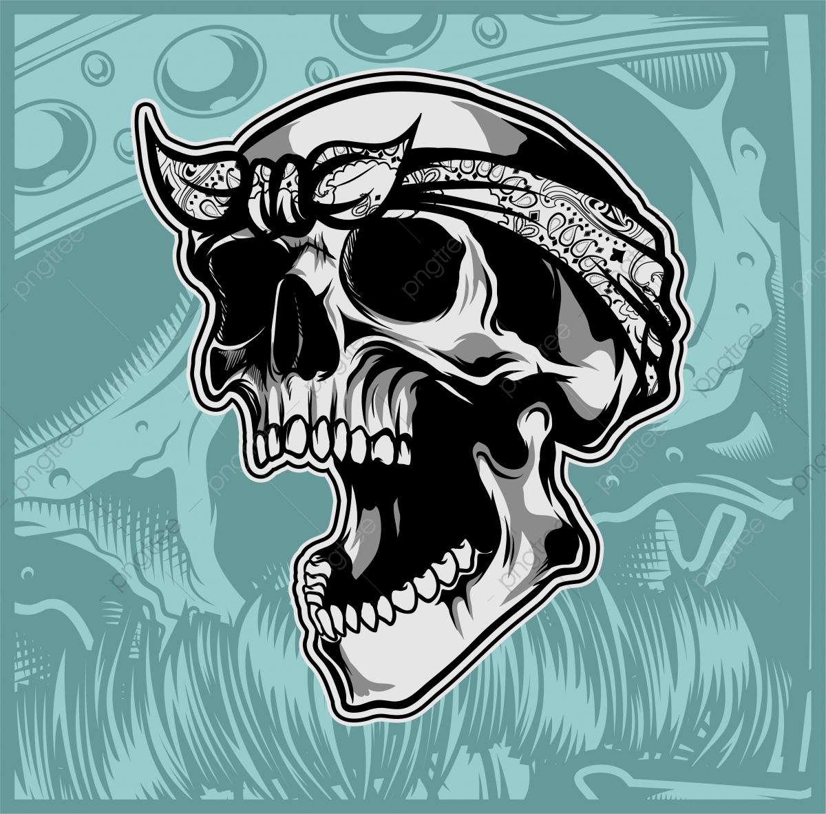 Skull Wearing Bandana Hand Drawing Vector, Design, Bandanna, Hat 1200x1182 Skull Wearing Bandana Hand Drawing Vector, Design, Bandanna, Hat