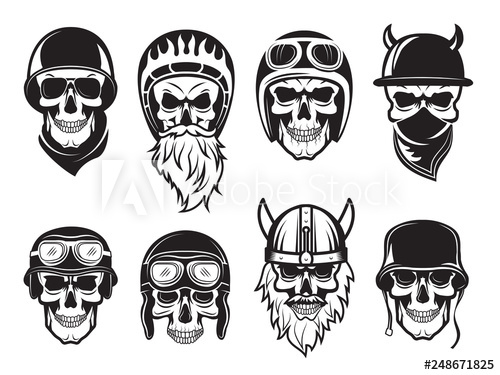 Skull Bandana Helmet Bikers Rock Symbols Tattoo Vector Black 500x375 Skull Bandana Helmet Bikers Rock Symbols Tattoo Vector Black