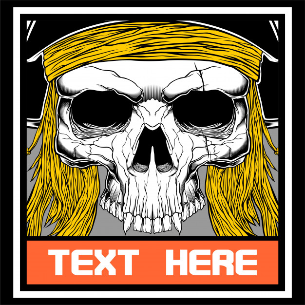 Skull With Hair And Bandana Vector Premium Download 626x626 Skull With Hair And Bandana Vector Premium Download