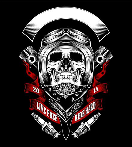 Skull With Motorcycle Helmet And Bandana 441x490 Skull With Motorcycle Helmet And Bandana