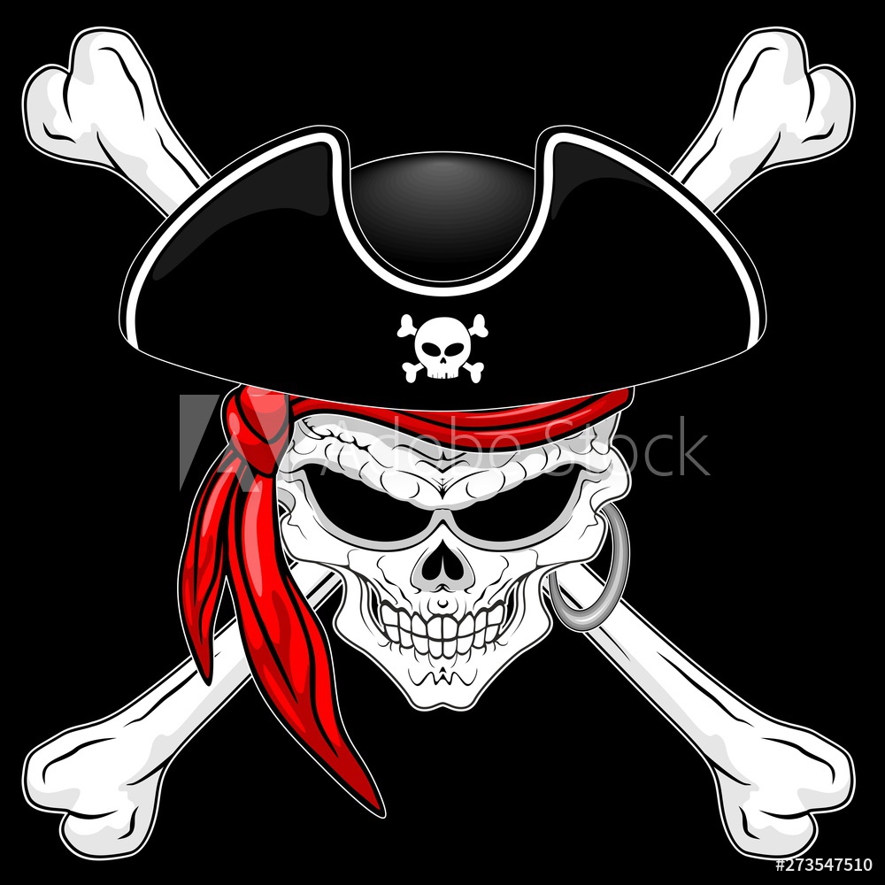Wall Murals Pirate Skull With Crossed Bones And Red Bandana Vector 1000x1000 Wall Murals Pirate Skull With Crossed Bones And Red Bandana Vector