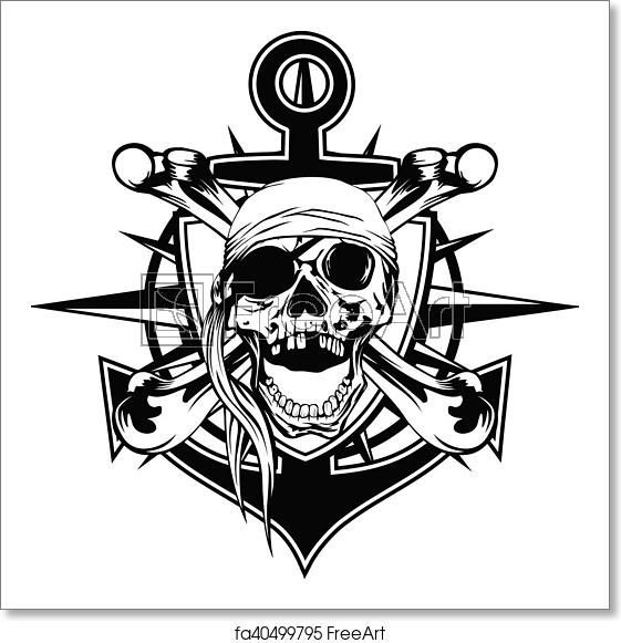 Free Art Print Of Emblem Skull Bandana Vector Illustration Pirate 561x581 Free Art Print Of Emblem Skull Bandana Vector Illustration Pirate