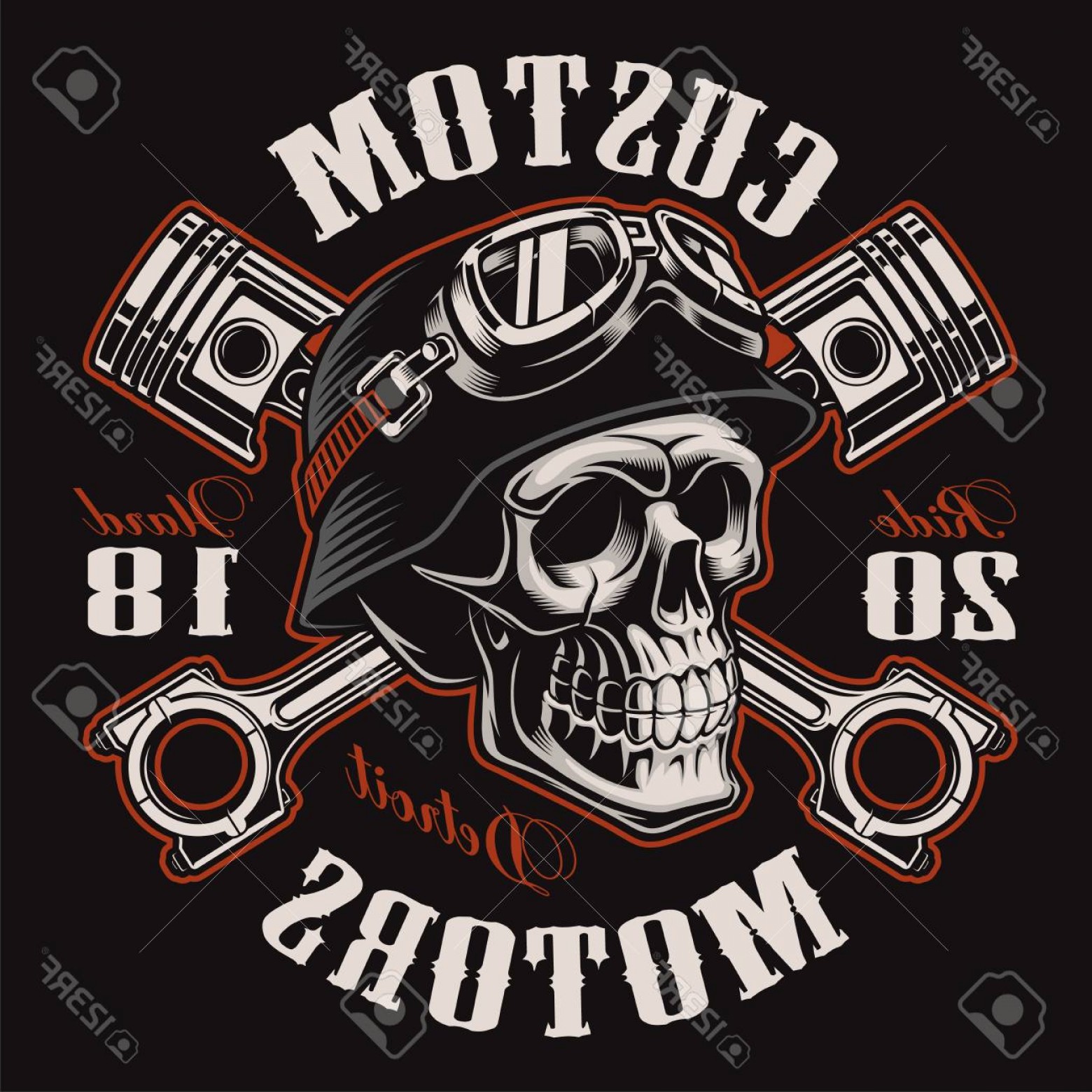 1560x1560 Photostock Vector Biker Skull With Crossed Pistons Handandbeak