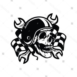 300x300 Skull Ghost Rider Road Biker Vector Studiogrfx