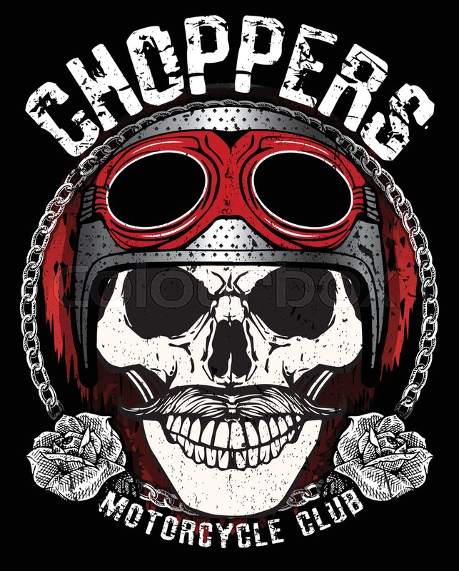 643x800 Vintage Biker Skull Emblem Tee Graphic Stock Vector Colourbox