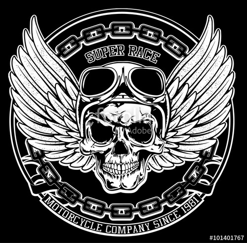 500x491 Vintage Biker Skull Emblem Tee Graphic Stock Image And Royalty