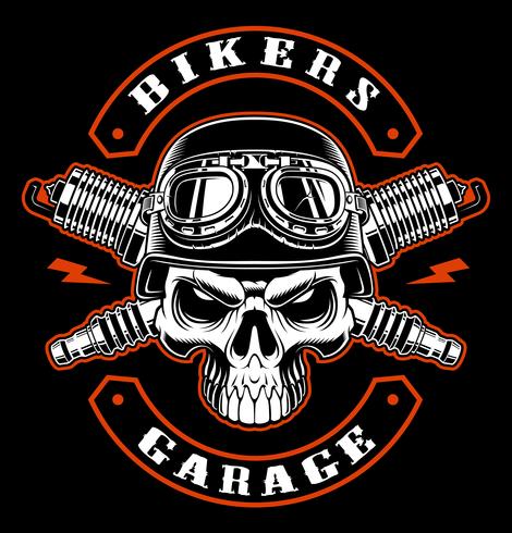 470x490 Biker Skull And Crossed Spark Plugs
