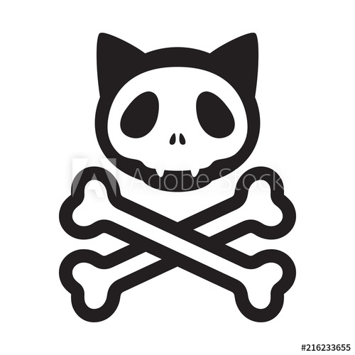 Cat Skull Crossbones Vector Icon Logo Pirate Halloween Kitten 500x500 Cat Skull Crossbones Vector Icon Logo Pirate Halloween Kitten