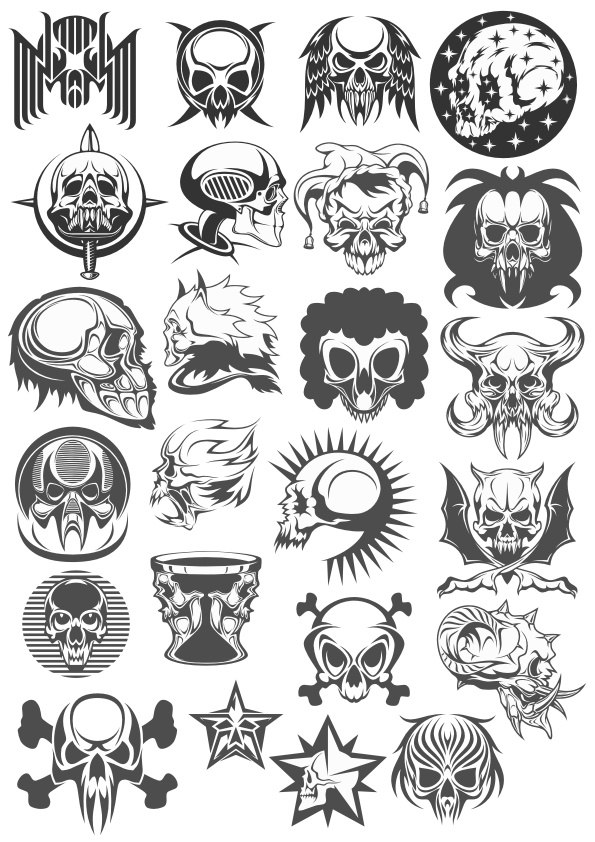 Skull Head Vector Set Free Vector Cdr Download 595x842 Skull Head Vector Set Free Vector Cdr Download
