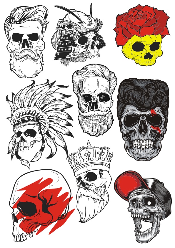 Terror Skull Head Vector Set Free Vector Download In Cdr 595x842 Terror Skull Head Vector Set Free Vector Download In Cdr