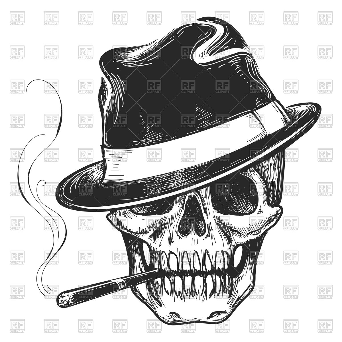 Gangster Skull Head With Cigar And Hat Vector Image Of Signs 1200x1200 Gangster Skull Head With Cigar And Hat Vector Image Of Signs
