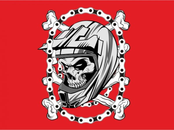 600x450 Skull Helmet With Chain T Shirt Template Vector
