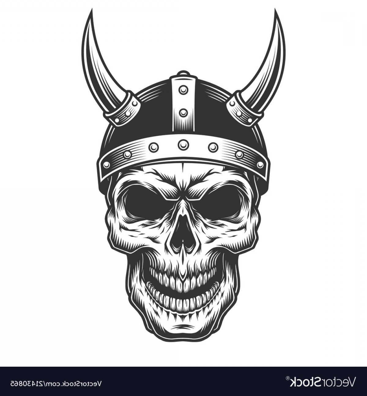1200x1296 Skull In The Viking Helmet Vector Handandbeak