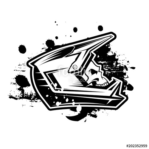500x500 Skull Wearing Motocross Helmet Vector Image Biker Skull In Helmet