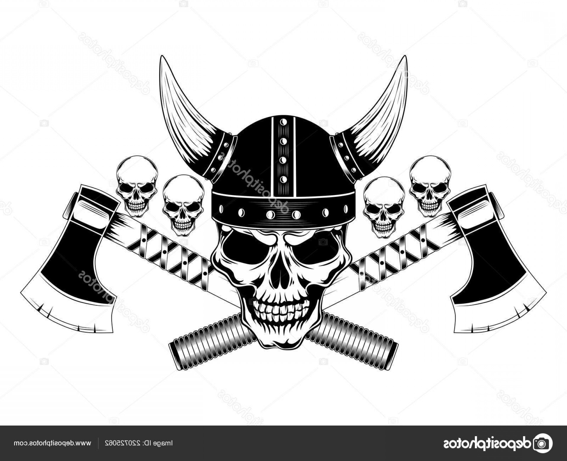 1920x1560 Stock Illustration Viking Skull Helmet Axes Skulls Handandbeak