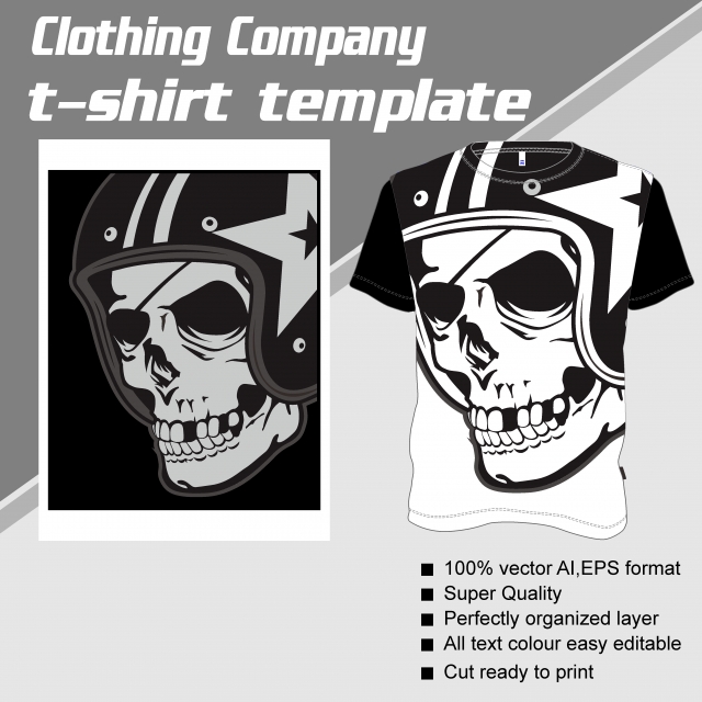 640x640 T Shirt Template Fully Editable With Skull Helmet Vector, Tshirts