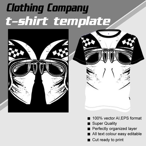 490x490 T Shirt Template, Fully Editable With Skull Helmet Vector