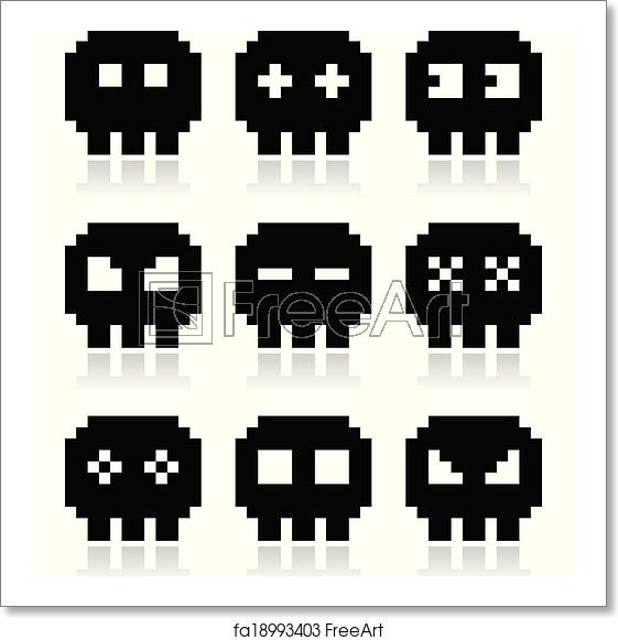 561x581 Free Art Print Of Pixelated Skull Vector Icons S Cartoon