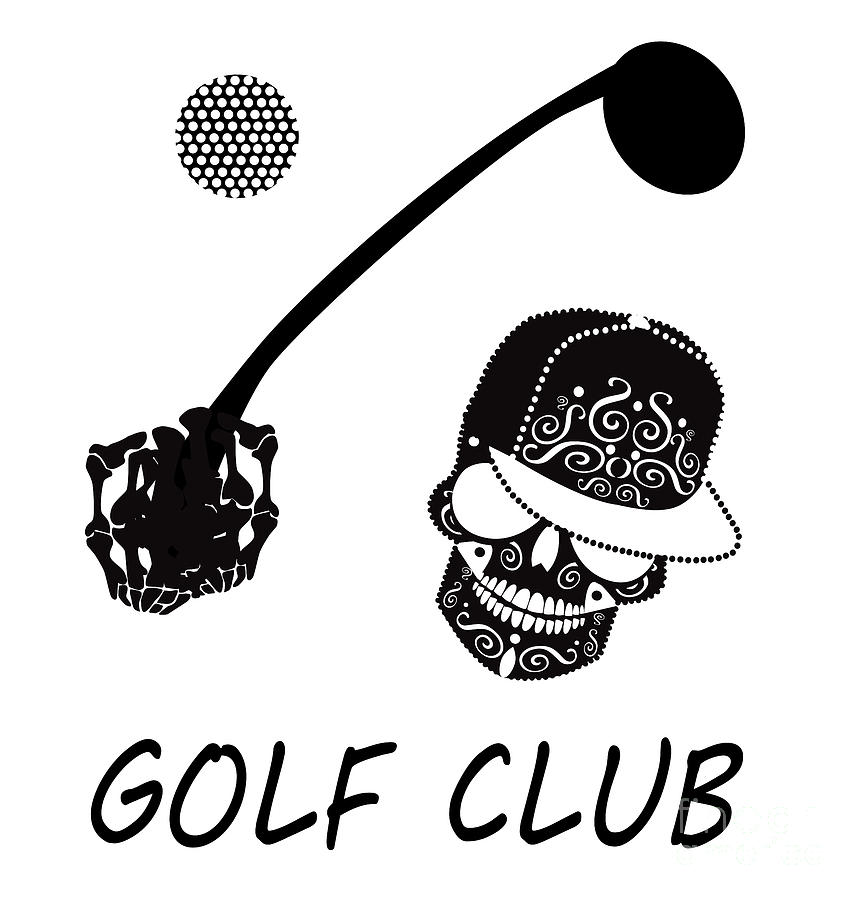 861x900 Golf Logo Skull Icon Black And White, Vector Illustration Digital