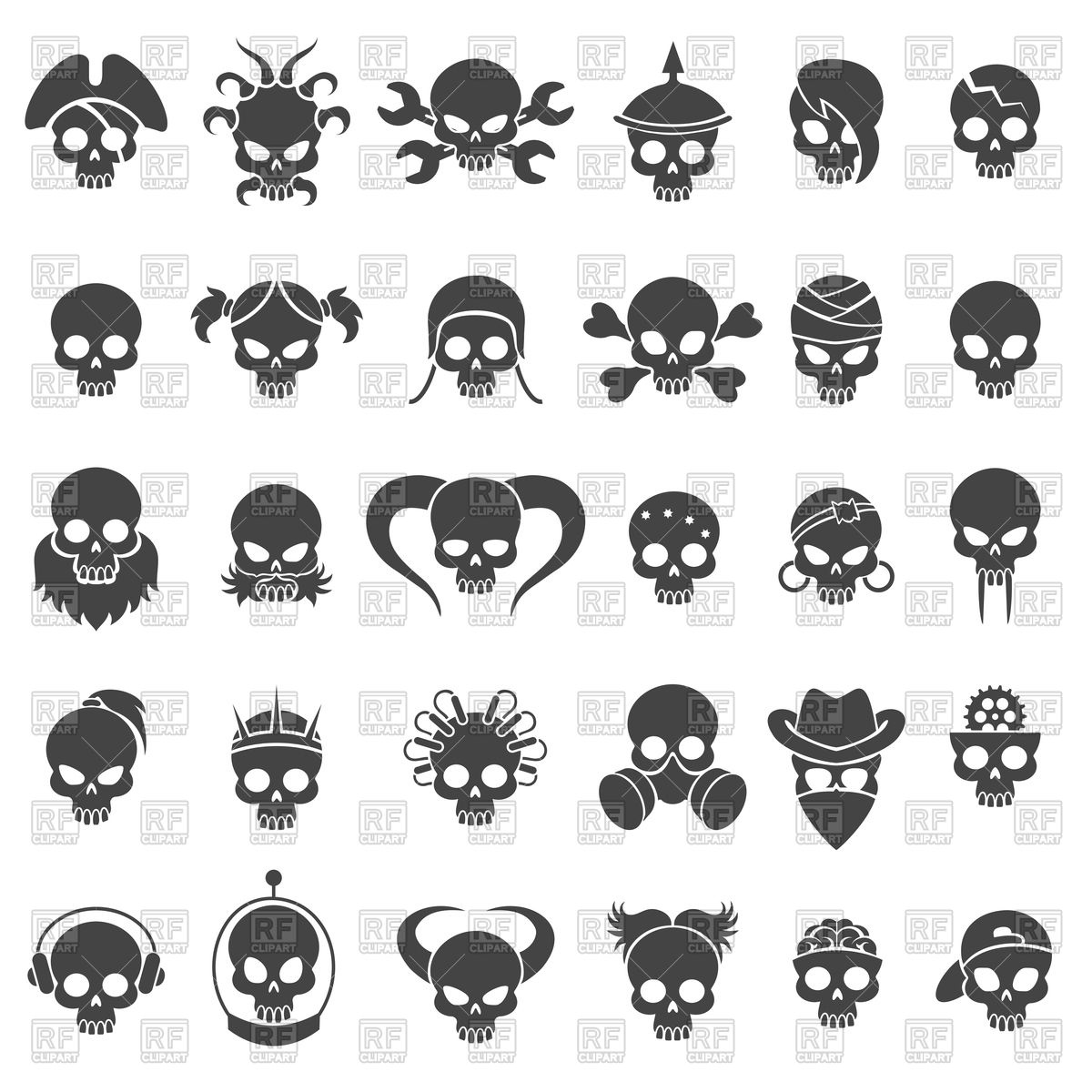 1200x1200 Skull Icons Set Vector Image Of Icons And Emblems Vectortatu