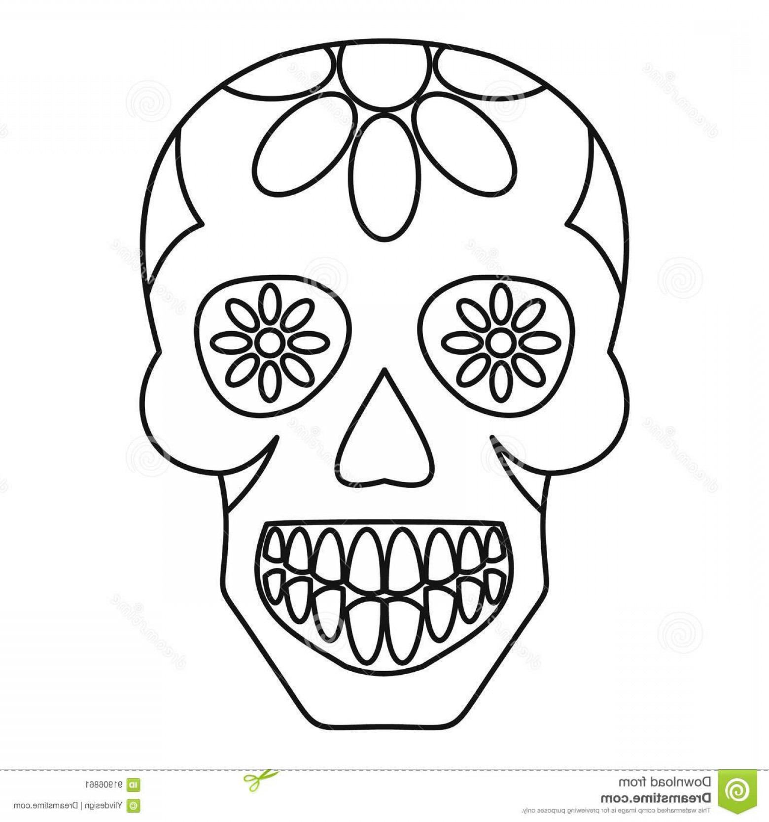 1560x1668 Stock Illustration Sugar Skull Flowers Skull Icon Outline Style